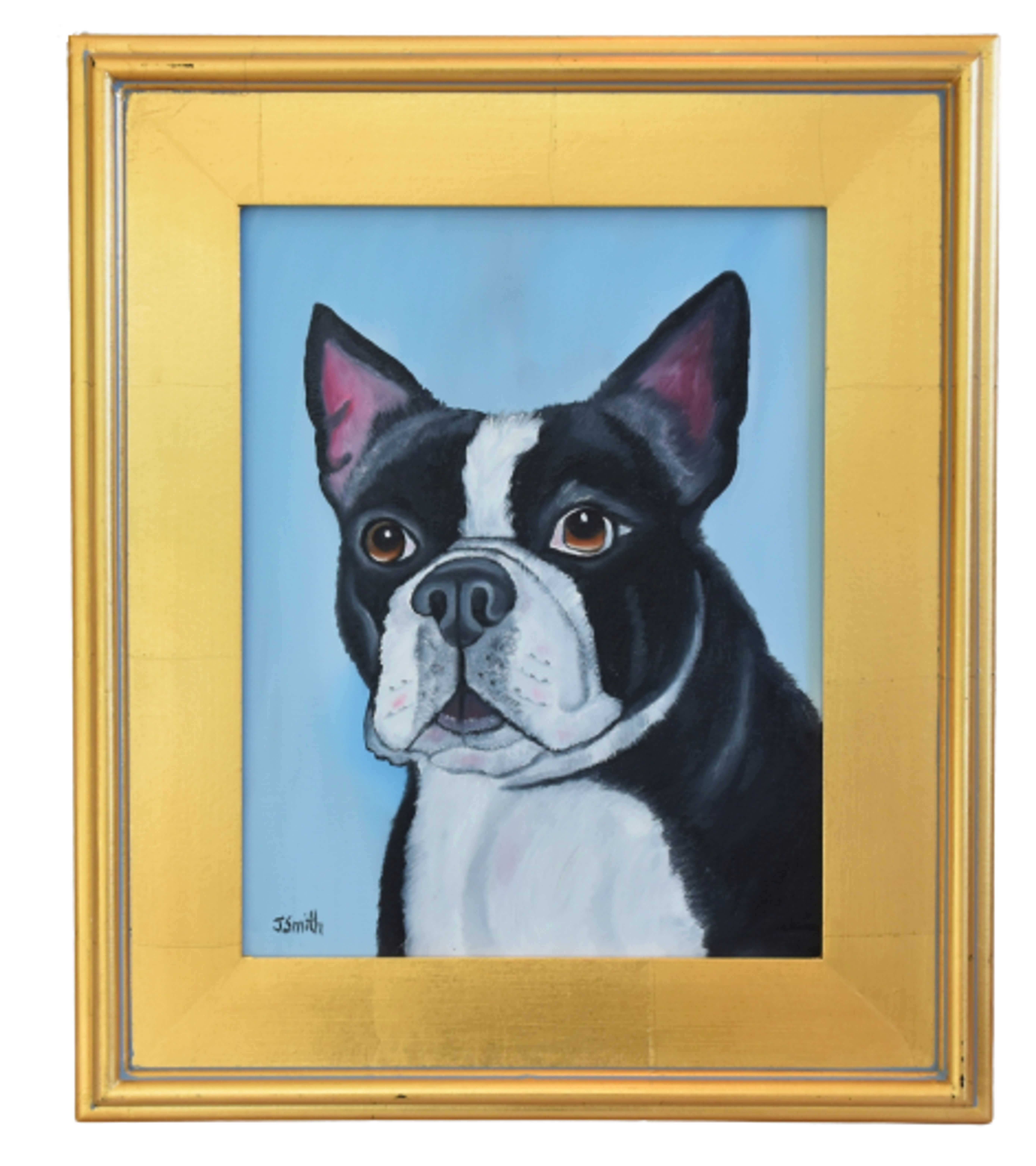 Boston Terrier Dog Portrait Painting~P77651776