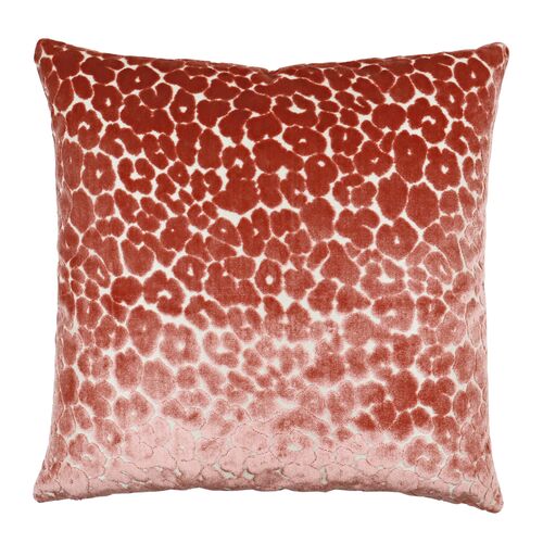 Madison 22x22 Velvet Leopard Pillow, Carnation~P111115419