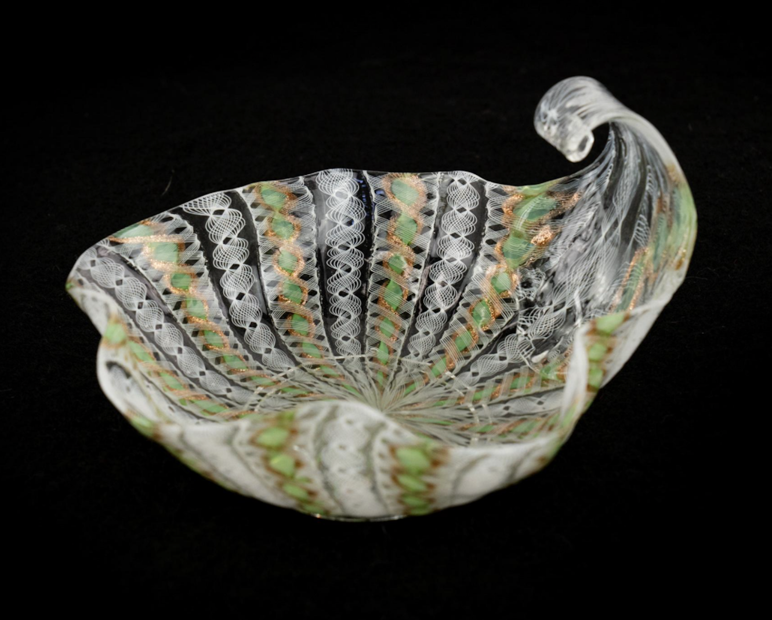 Salviati Latticino Ribbon Art Glass Dish~P77690475