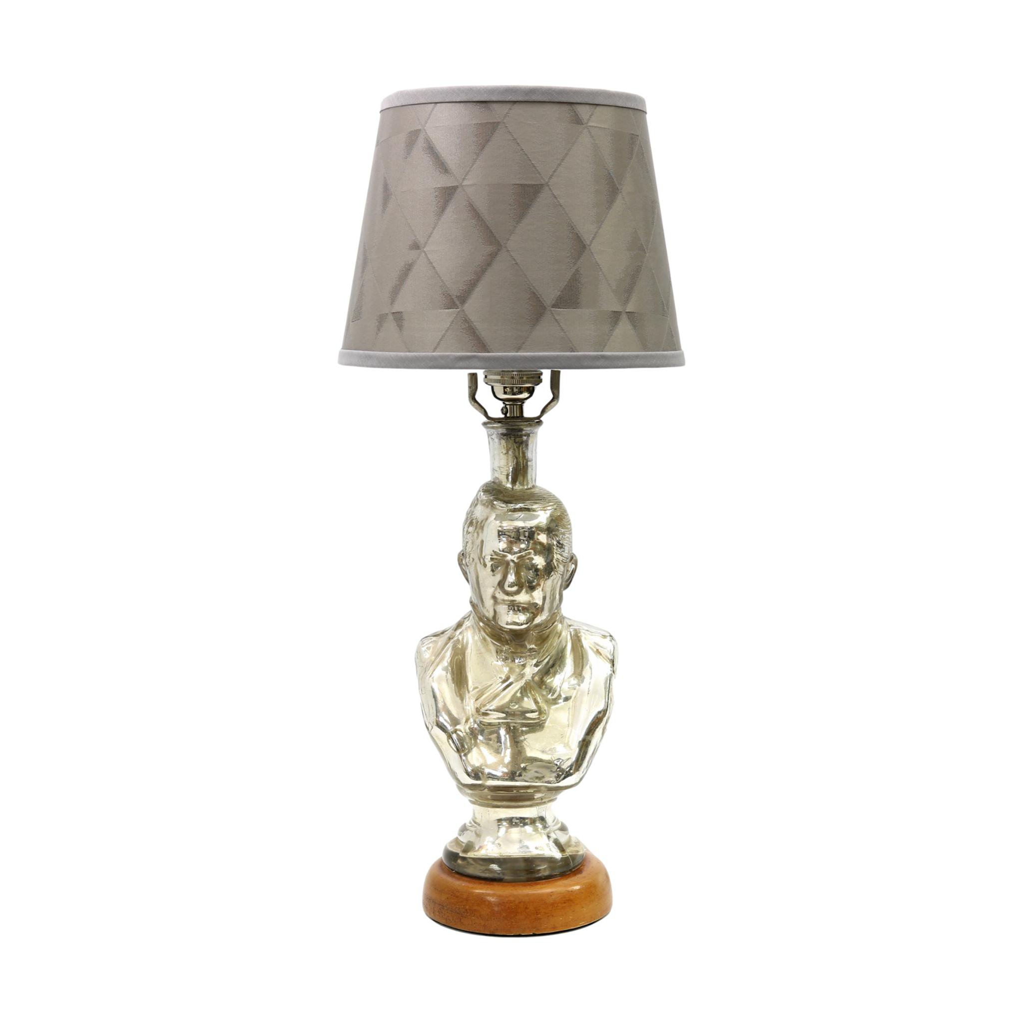 19th-C. Mercury Glass Bust Desk Lamp~P77609773