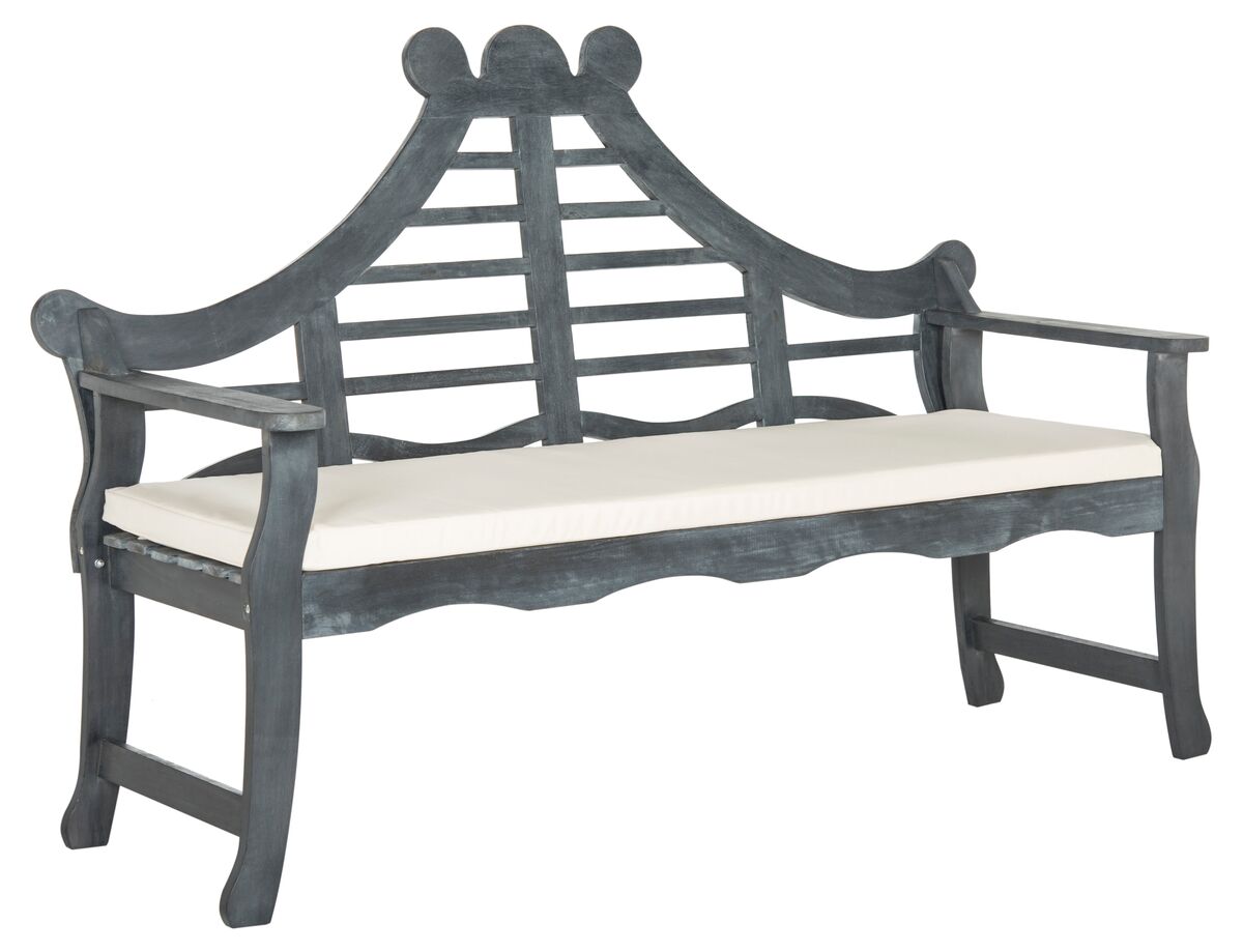 A stylish ash grey outdoor bench