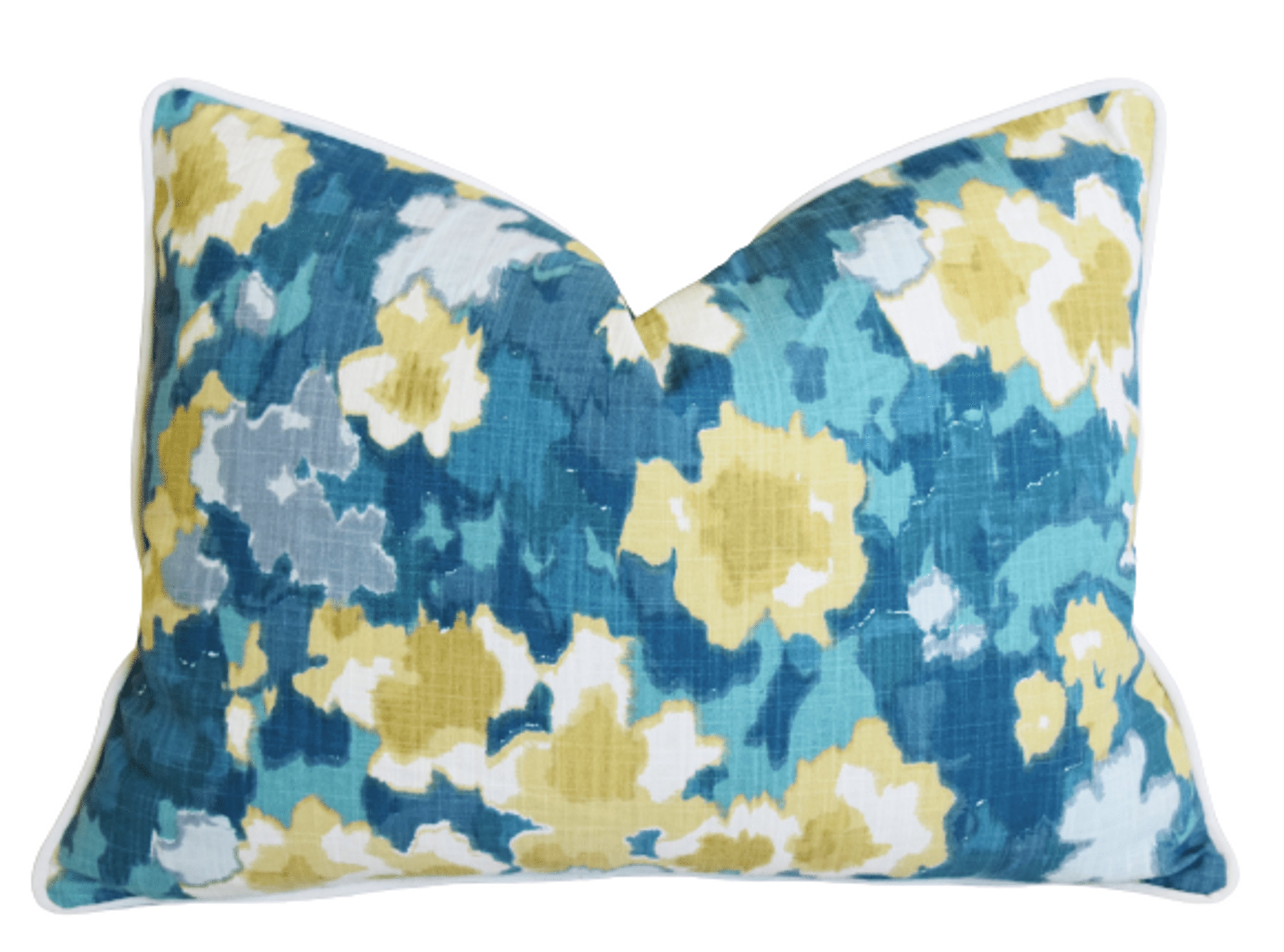 Madcap Cottage Floral Pillow, Blue/Gold~P77613398