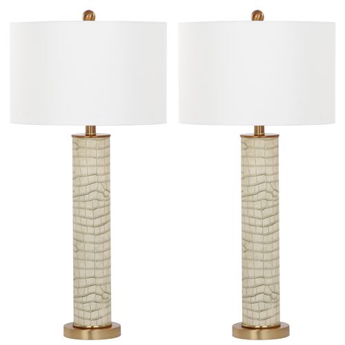 S/2 Cara Table Lamps, Cream~P77357892