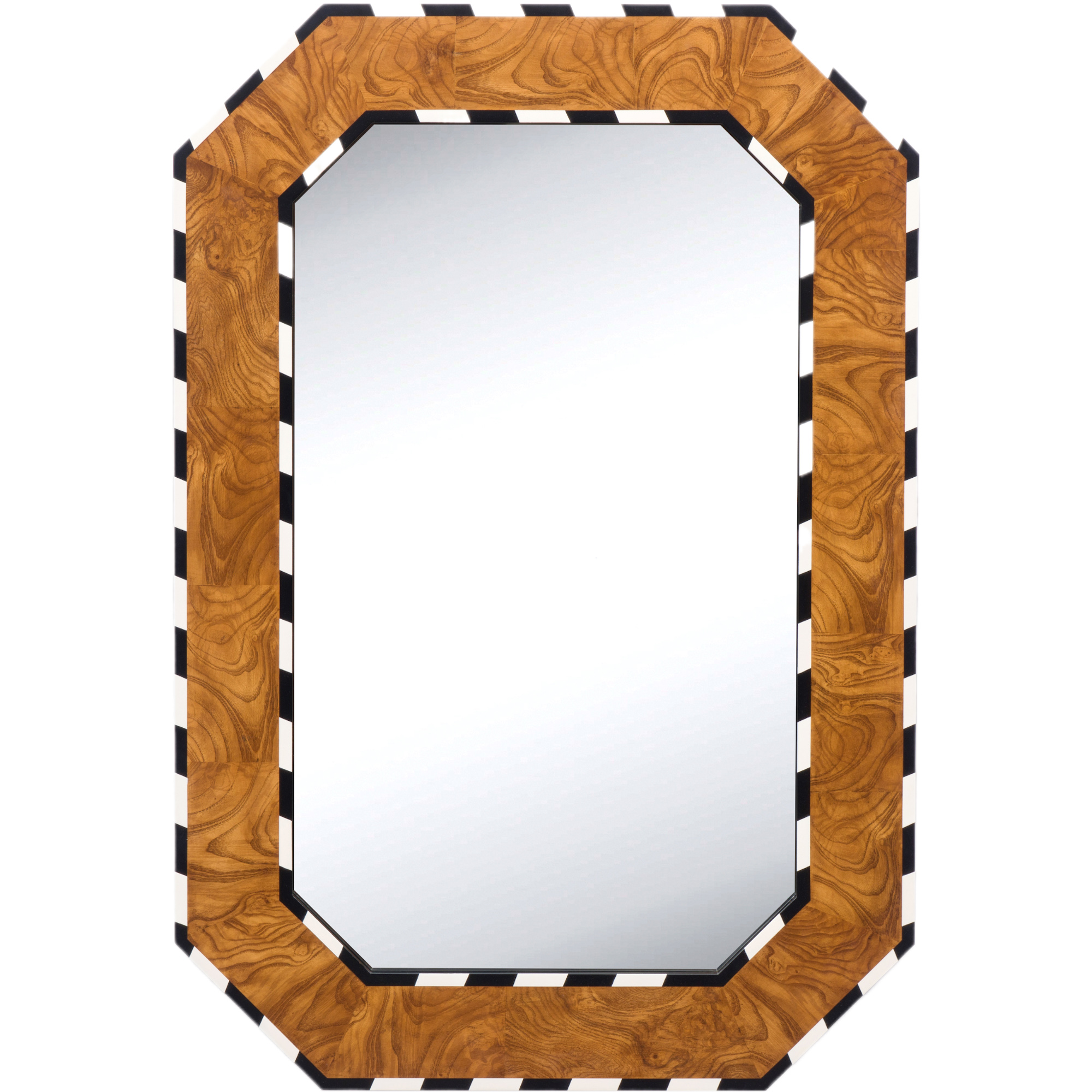 Orwell Wall Mirror, Burlwood/Ebony/Off-White