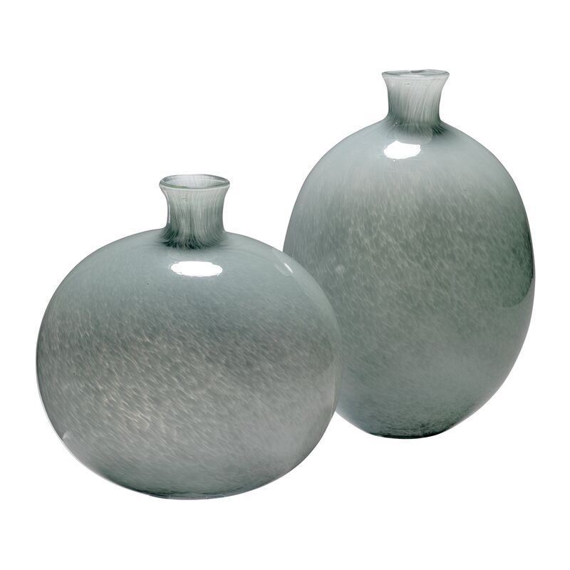 S/2 Minx Glass Vases, Gray
