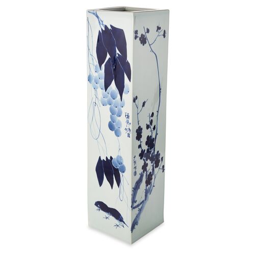 28" Loma Flower Vase, Blue/White~P76826030