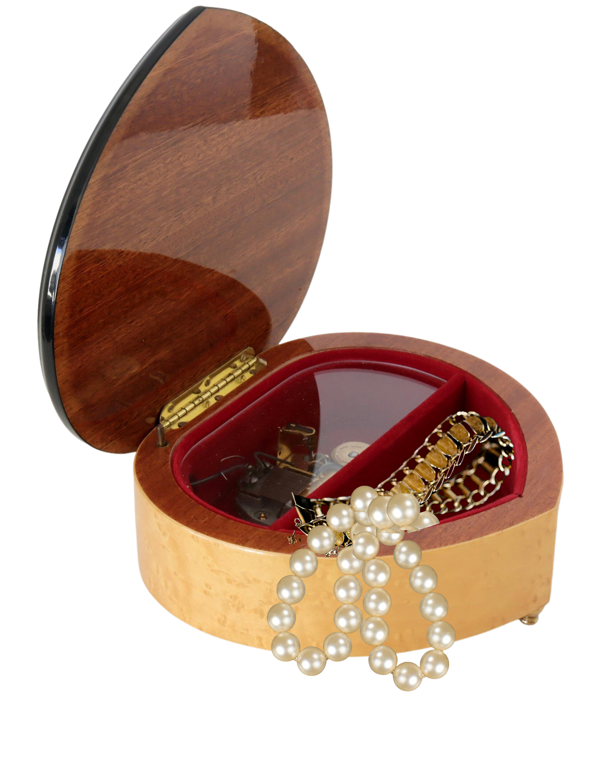 Italian Inlaid Heart Musical Jewelry Box~P77674698