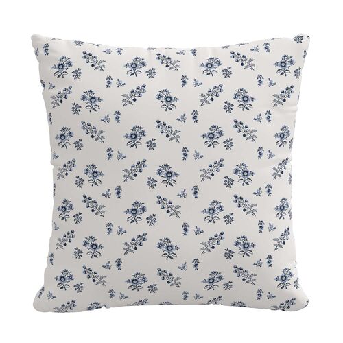 Izzy Ditsy Floral Pillow, White/Blue