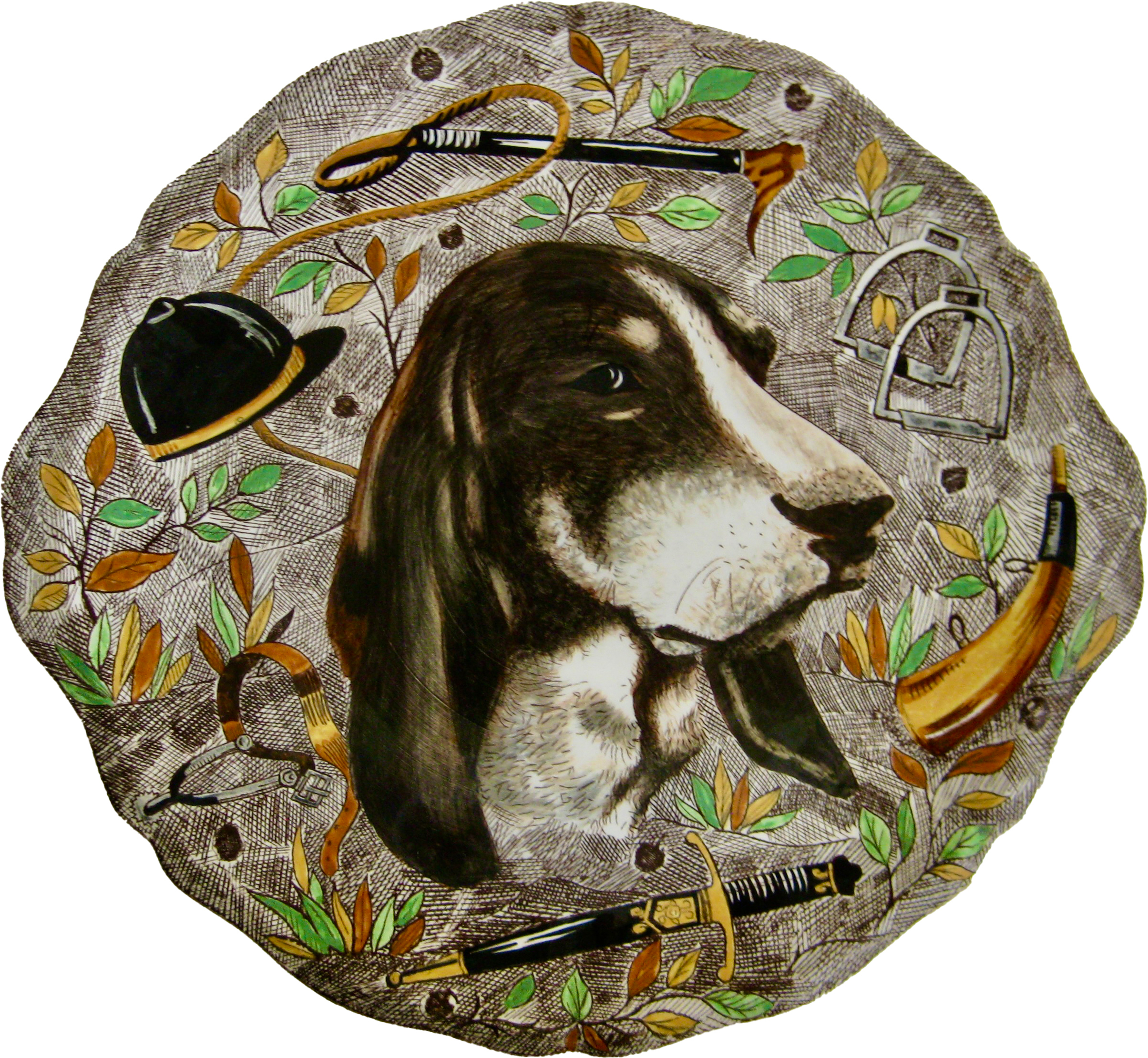 Gien French Faience Hunting Dog Platter~P77660176
