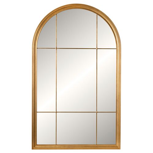 Chamberlyn 55" x 90" Wooden Floor Mirror, Gold Leaf Bullion
