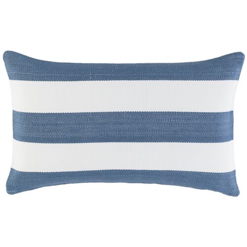 Catamaran Stripe 15x24 Lumbar Outdoor Pillow, Denim/White~P77621451