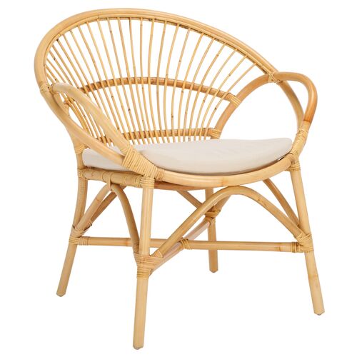 Thyrain Accent Chair with Cushion, White/Natural Thyrain Accent Chair with Cushion, White/Natural