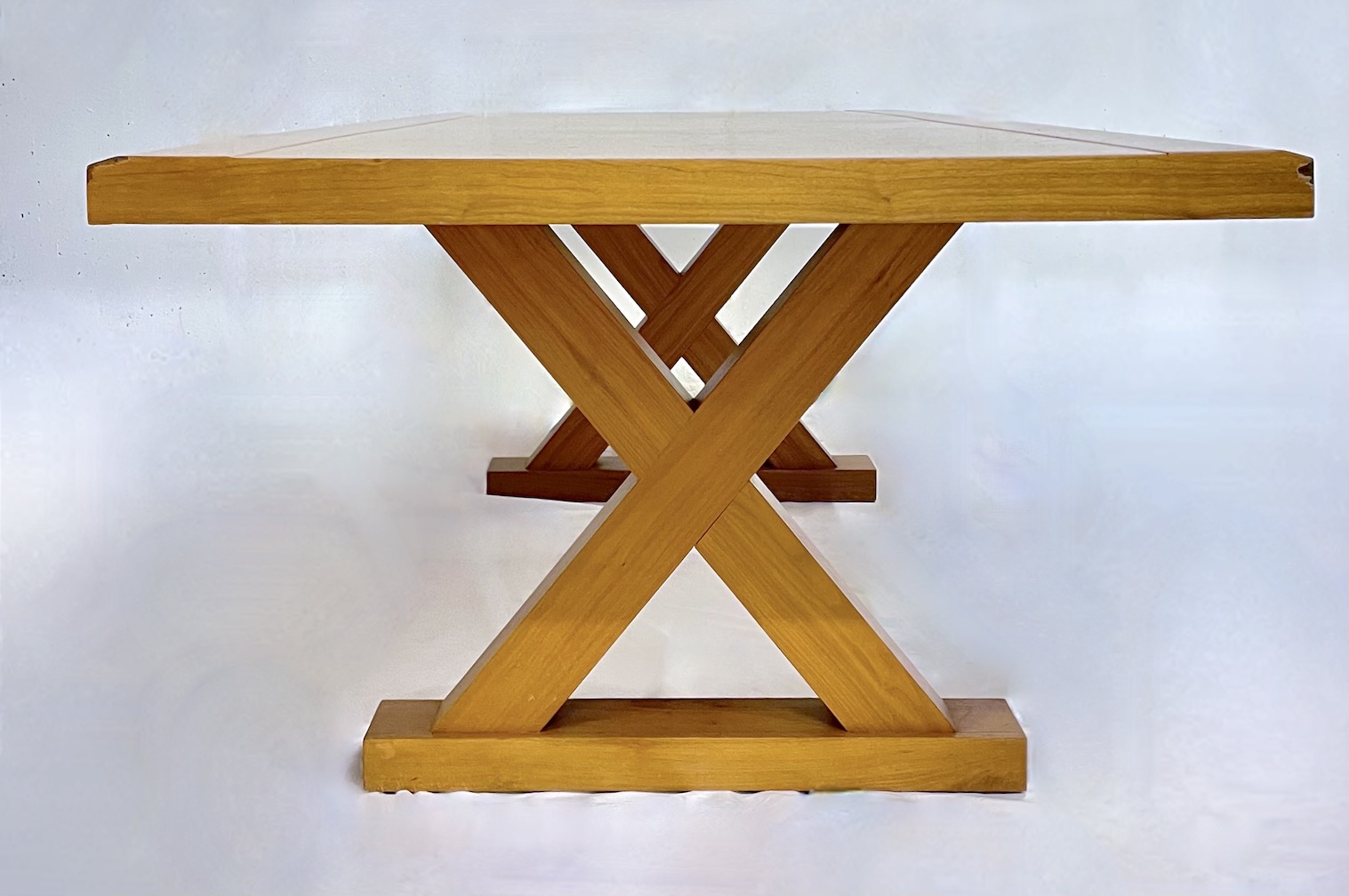 Large X-Brace Leg Walnut Dining Table~P77681936