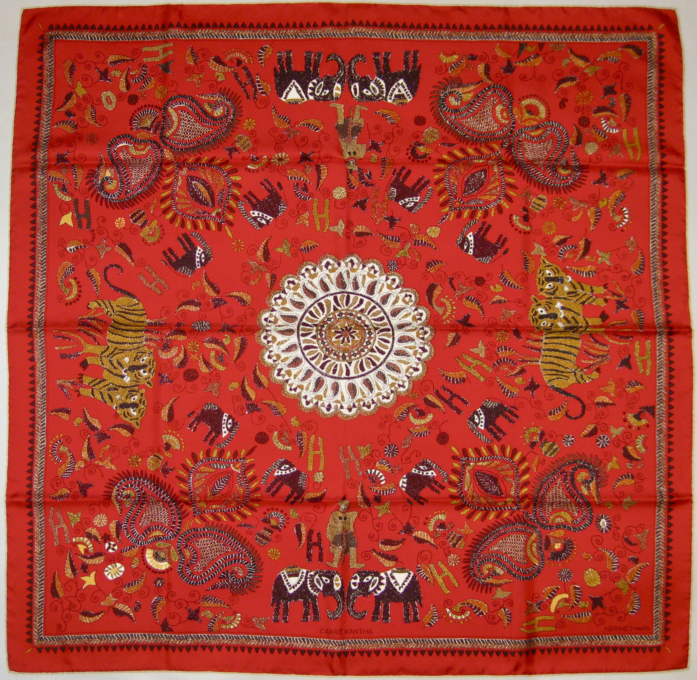 Hermes Carre Kantha Scarf with Box~P77648389
