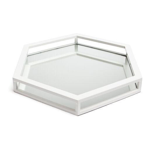 15" Colchester Tray, White/Mirrored~P77330894