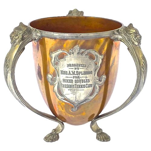 Tennis Silverplate & Copper Trophy Cup~P77347339