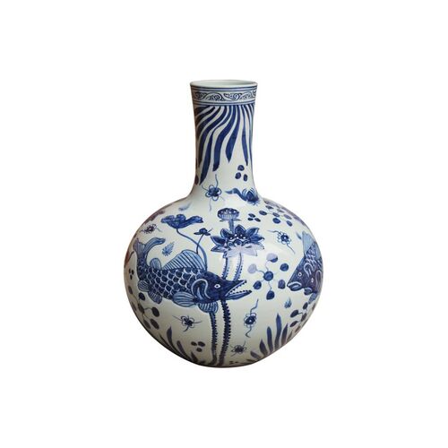 22" Herman Vase, Blue/White~P77455032