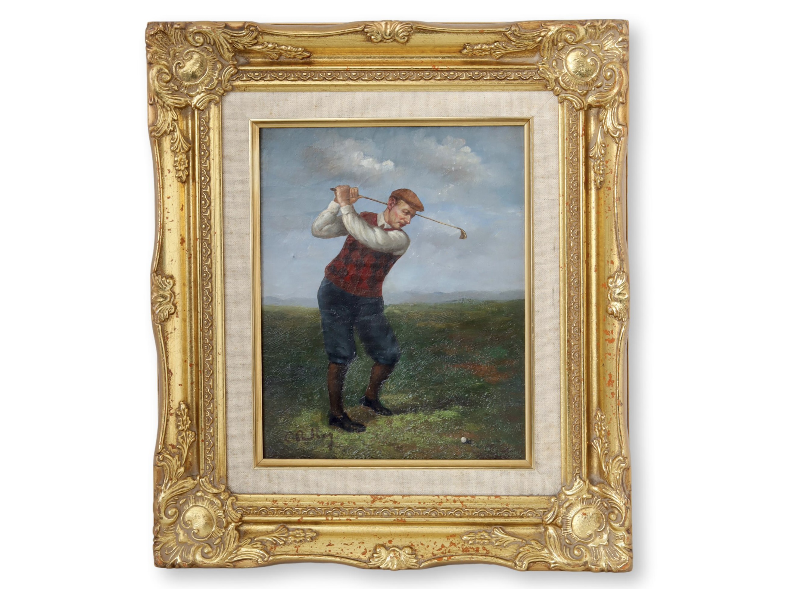 Vintage Golf Oil Painting on Canvas~P77684277