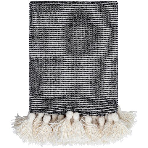 Kapri Stripe Cotton Throw with Tassels