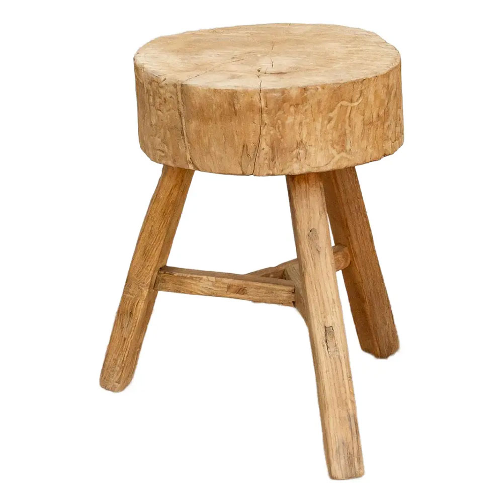 Artisanal Tree Stump Round Side Table
