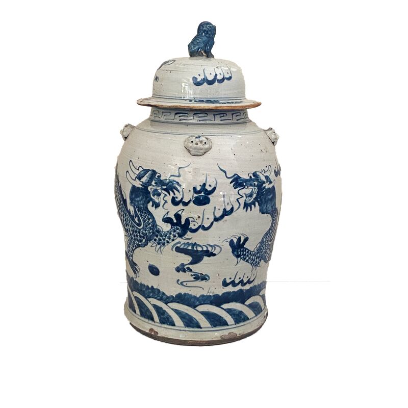Chinoiserie B & W Porcelain Ginger Jar