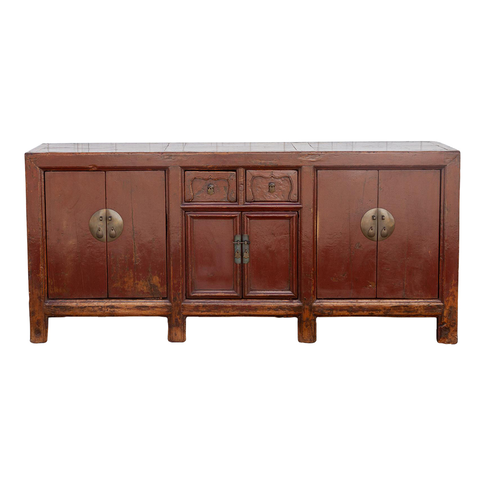 Antique Red Painted Chinese Sideboard~P77659885