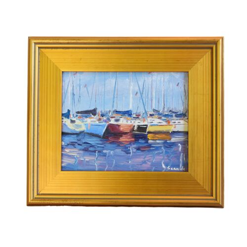Nautical Sailboats in Harbor Painting~P77668118