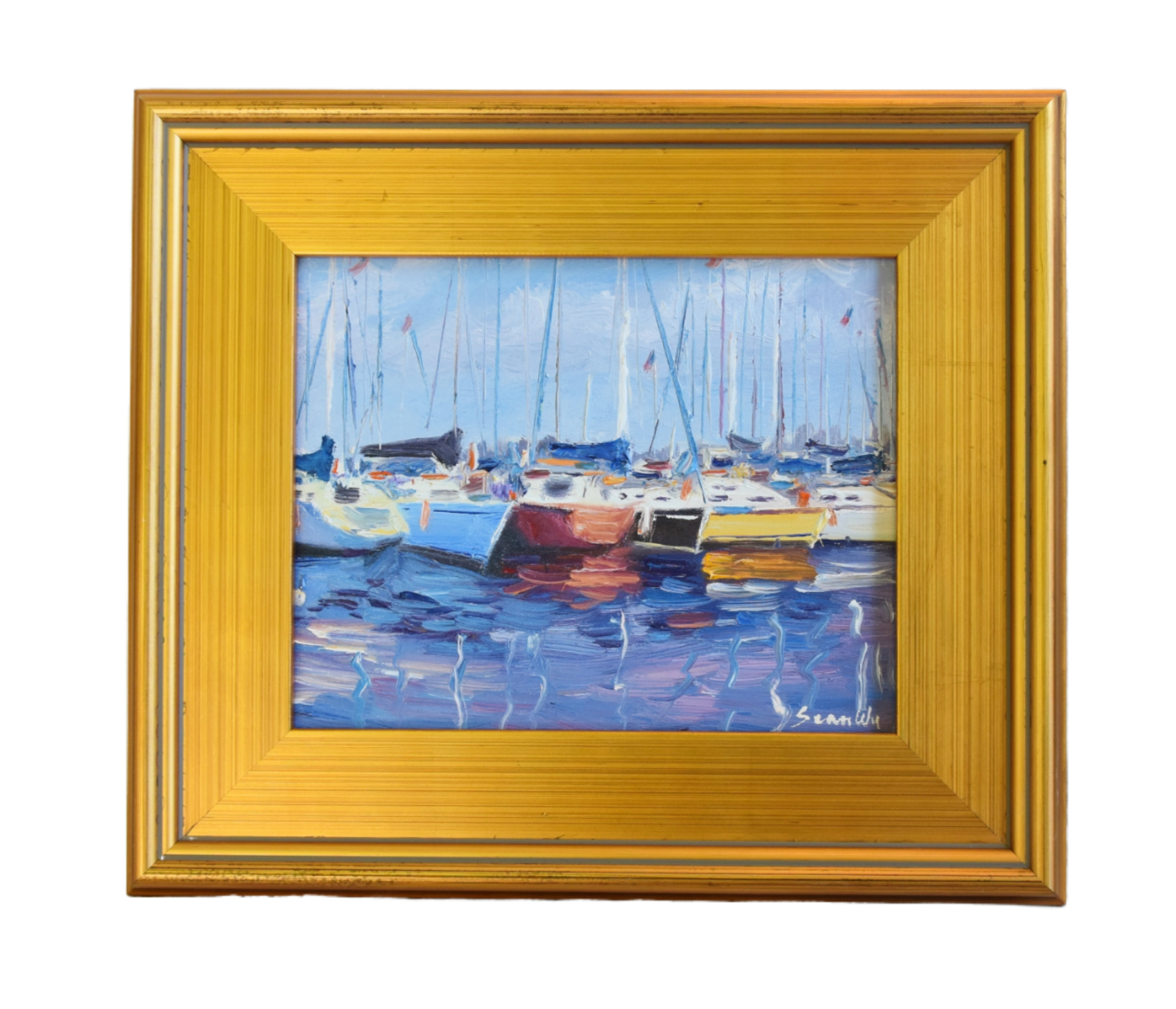 Nautical Sailboats in Harbor Painting~P77668118
