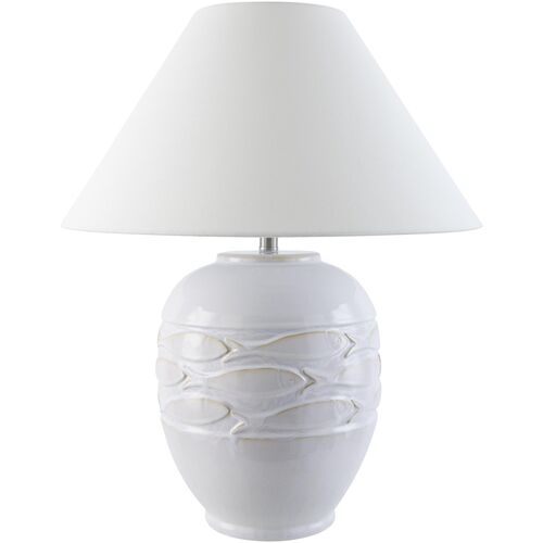 Cerar Fish Motif Table Lamp, White/White Cerar Fish Motif Table Lamp, White/White