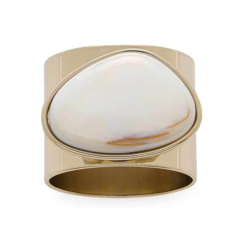 S/2 Mother-of-Pearl Napkin Rings, Gold