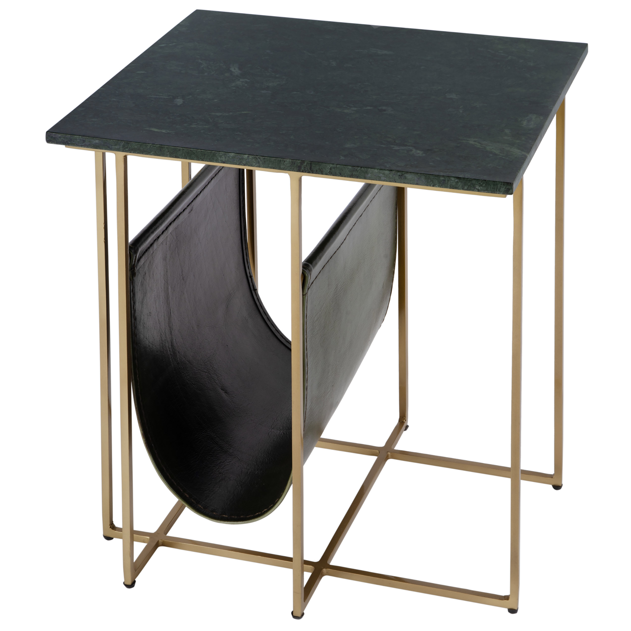 Everett Marble Top Magazine Rack Side Table, Green/Gold Everett Marble Top Magazine Rack Side Table, Green/Gold