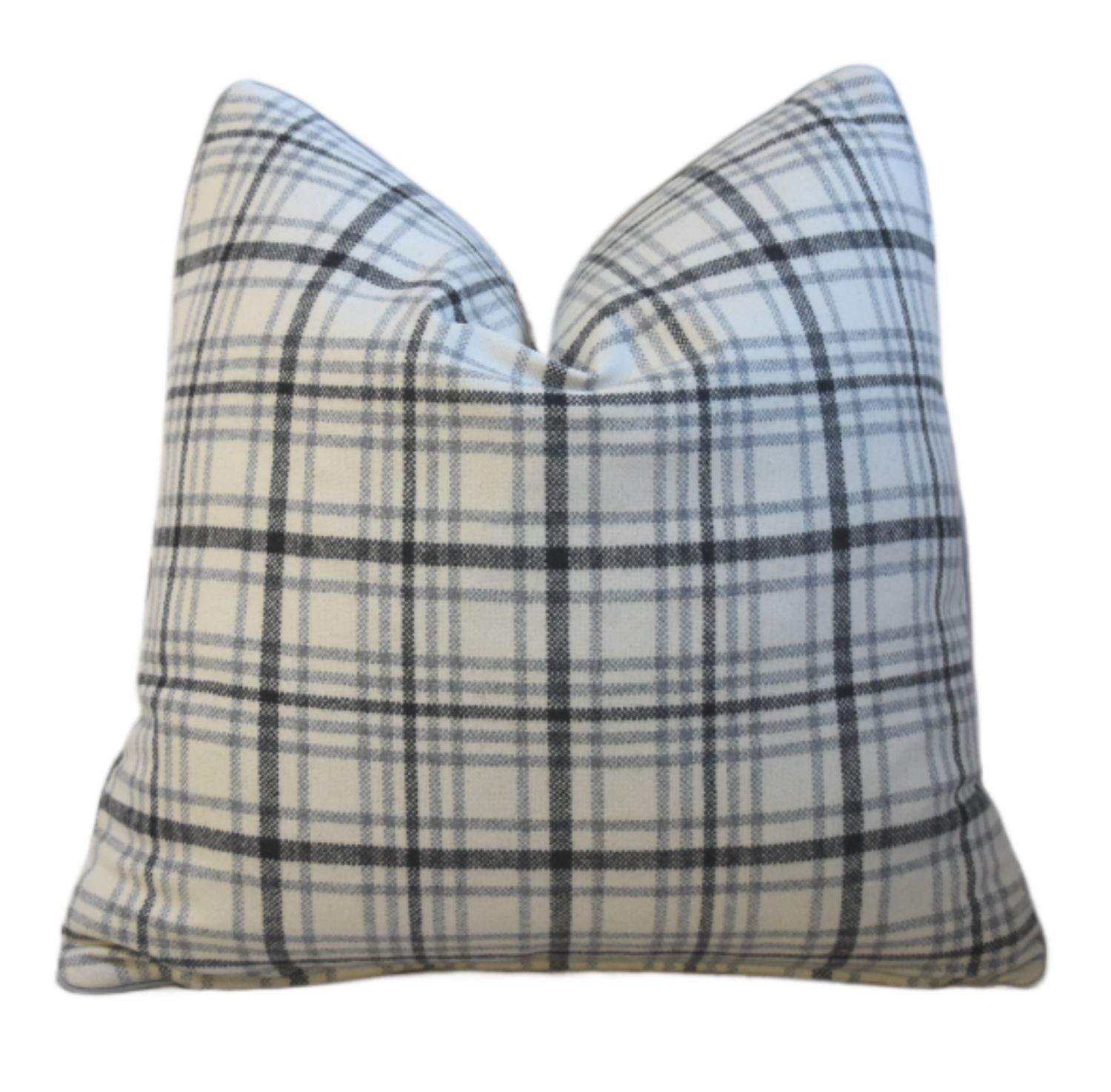 Black, Gray & White Cotton Plaid Pillow Black, Gray & White Cotton Plaid Pillow~P77755118