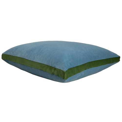 Eloise 22x22 Floor Pillow, Light Blue/Lima Velvet
