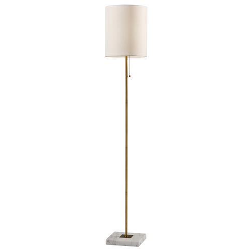 NIna Floor Lamp, Brass/White Marble~P69529198