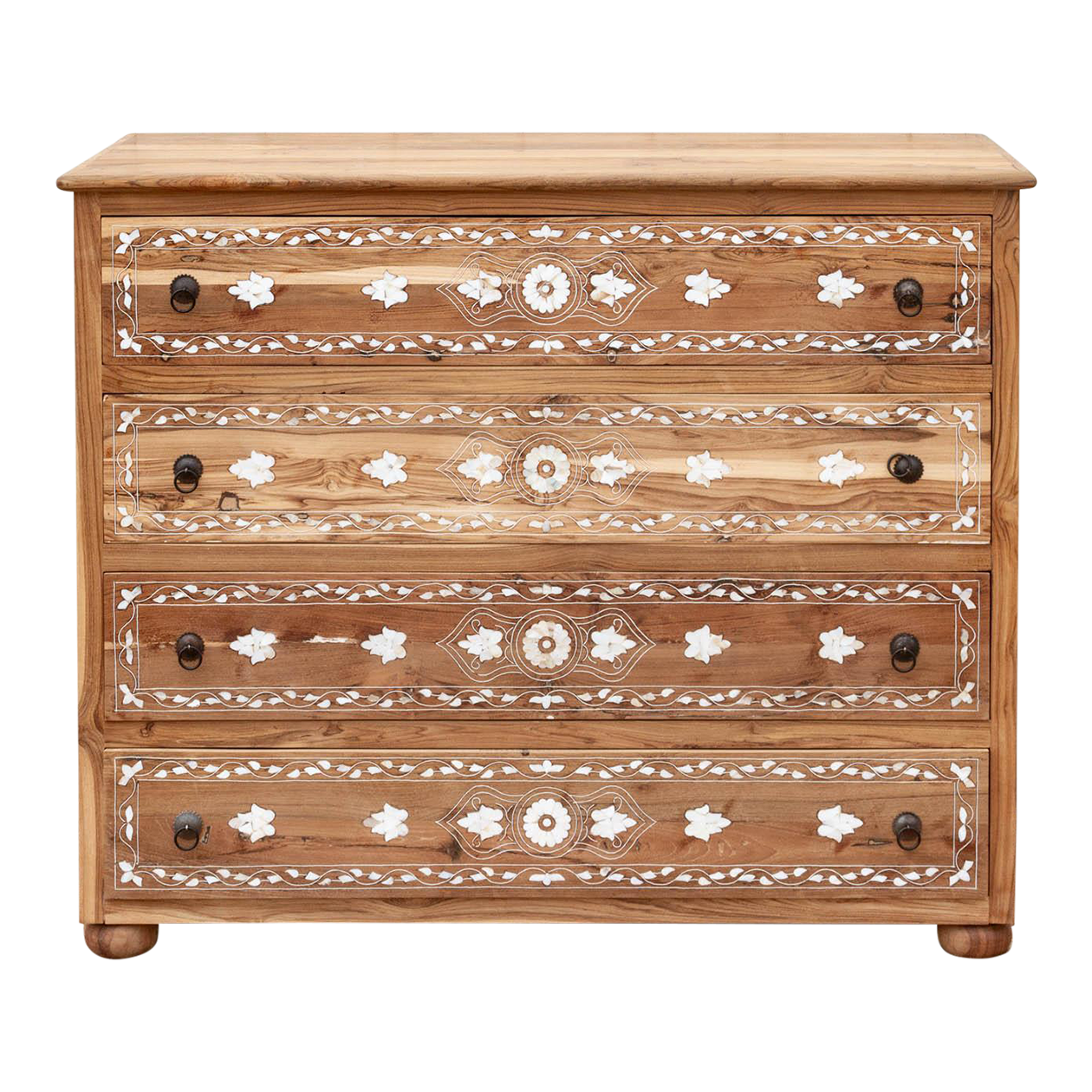 Bleached Teak Damascus Inlay Dresser