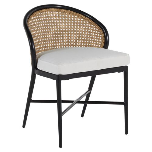 Havana Cane Outdoor Dining Side Chair, Black/Natural~P77578987