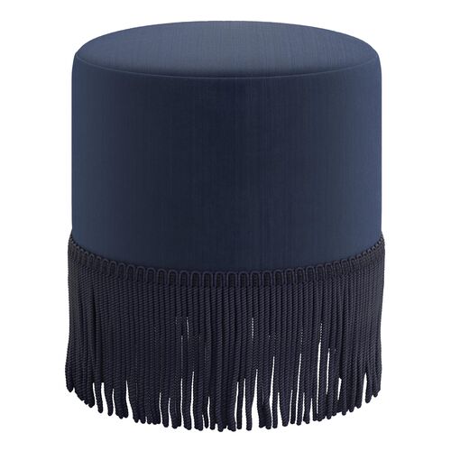 Ann Fringe Ottoman, Performance Velvet
