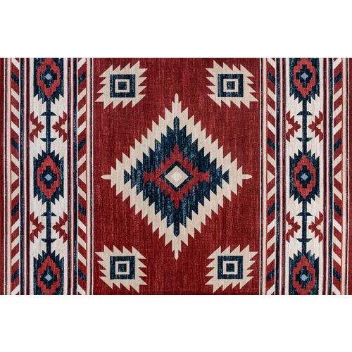 Serpent Rug, Red/Navy/Cream