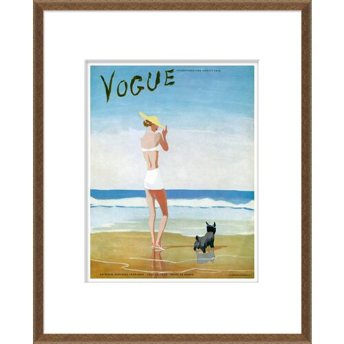 Vogue Magazine Cover, Beach Dog Woman~P77585658