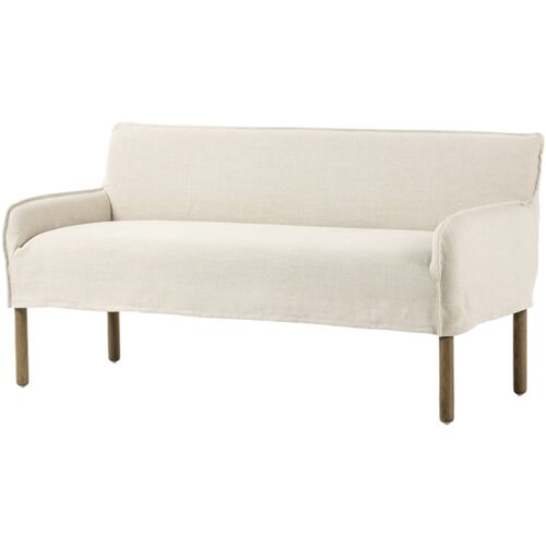 Zayden Belgian Linen Slipcover Dining Bench, Brussels Natural