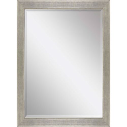 Modern Silver Leaf Beveled Wood Mirror Modern Silver Leaf Beveled Wood Mirror