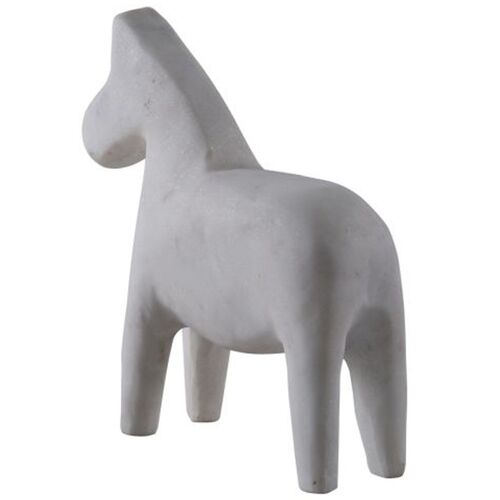 S/2 Marble Horse Bookends, White
