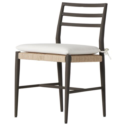 Noah Outdoor Dining Chair, Bronze/White