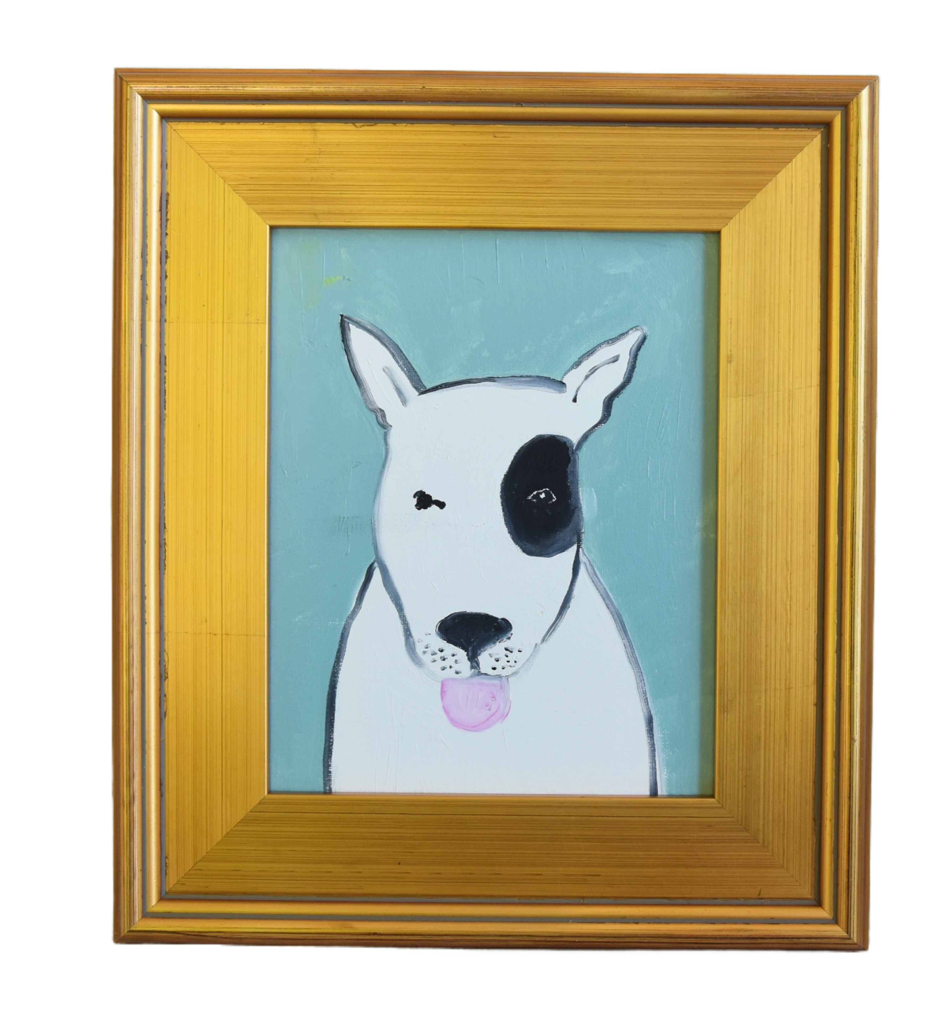 Folk Art Dog Doggie Pet Oil Painting~P77672243
