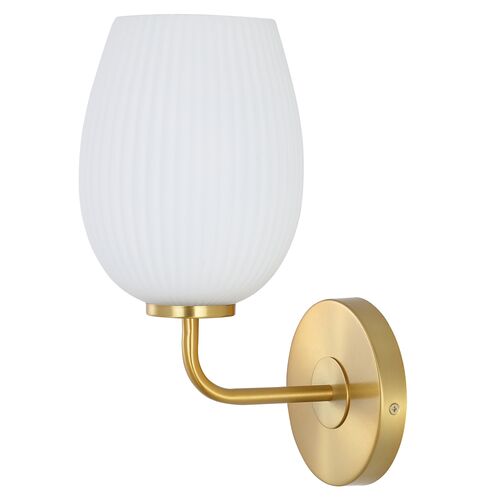 Dinah Glass Wall Sconce, Brass/Frosted White