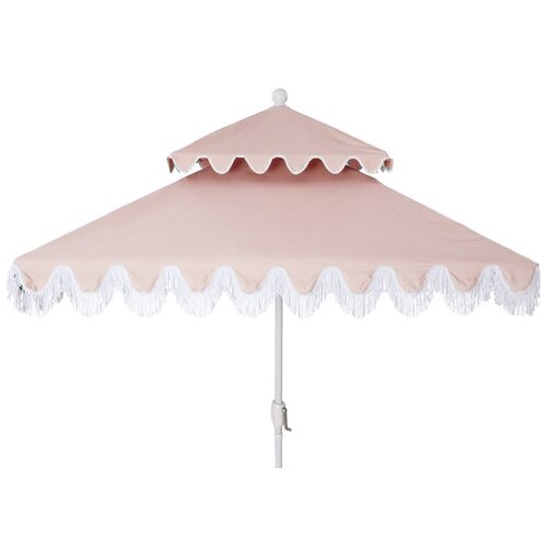 Hannah Two-Tier Square Patio Umbrella, Blush Pink~P77524370