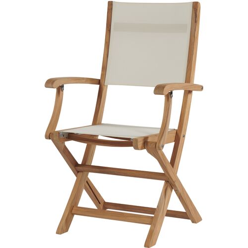 Myrna Teak Outdoor Folding Chair, White~P77649405