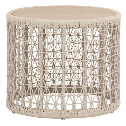 Kora Outdoor Round End Table, Washed Ever Teak Kora Outdoor Round End Table, Washed Ever Teak