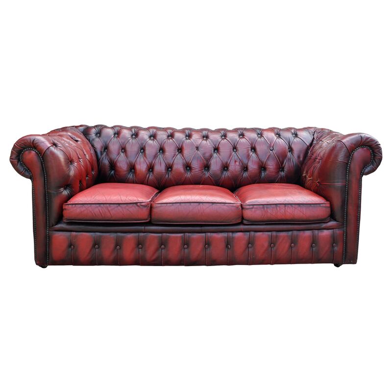 1920s English Oxblood Chesterfield Sofa