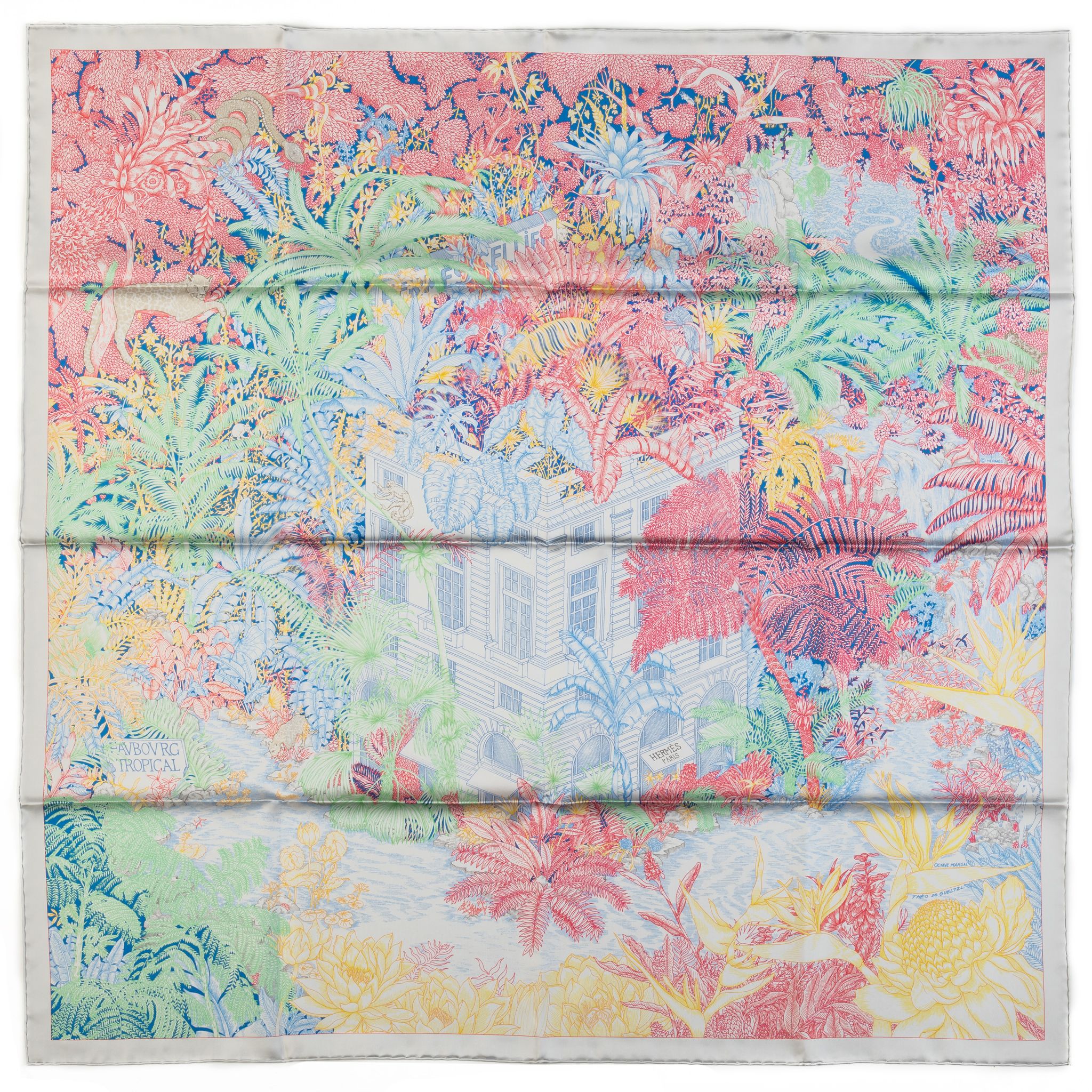 Hermès Tropical Garden Pastel Silk Scarf~P77634806